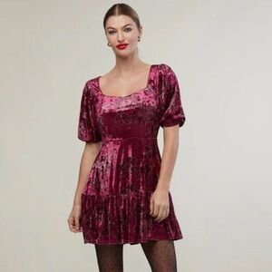 Rachel Parcell Velvet Puff Sleeve Mini Dress NWT